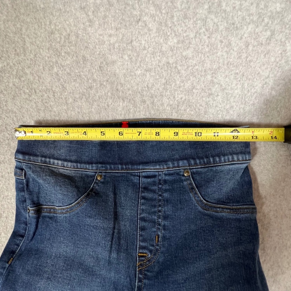 Spanx Womens‎ S Ankle Skinny Jeans Dark Blue Wash Distressed Raw Hem Small - Picture 3 of 9